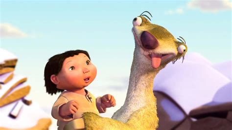 Watch a scene from the animated film Ice Age where three animals try to find a lost human baby in the ice age. The clip features the voices of Ray Romano, John Leguizamo, and Denis …
